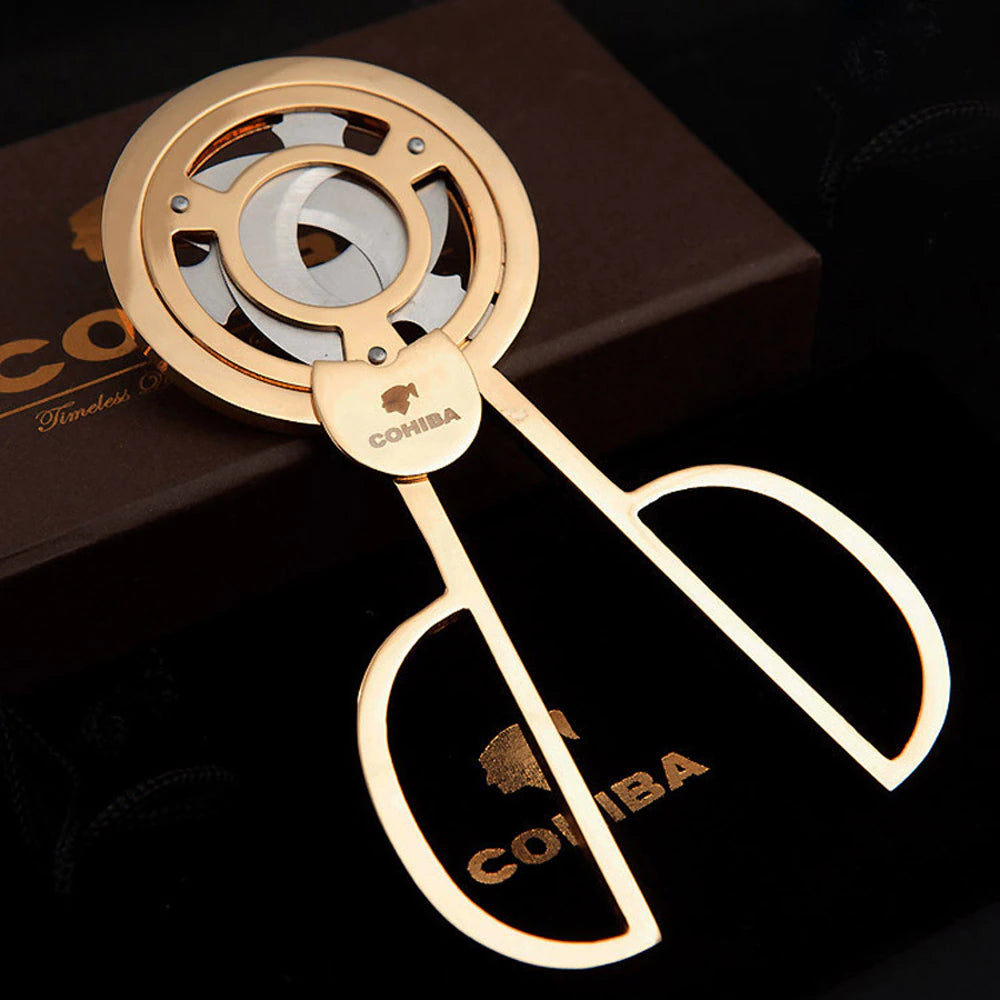 COHIBA Triple 3 Blades Stainless Steel Gold Plated Cigar Cutter