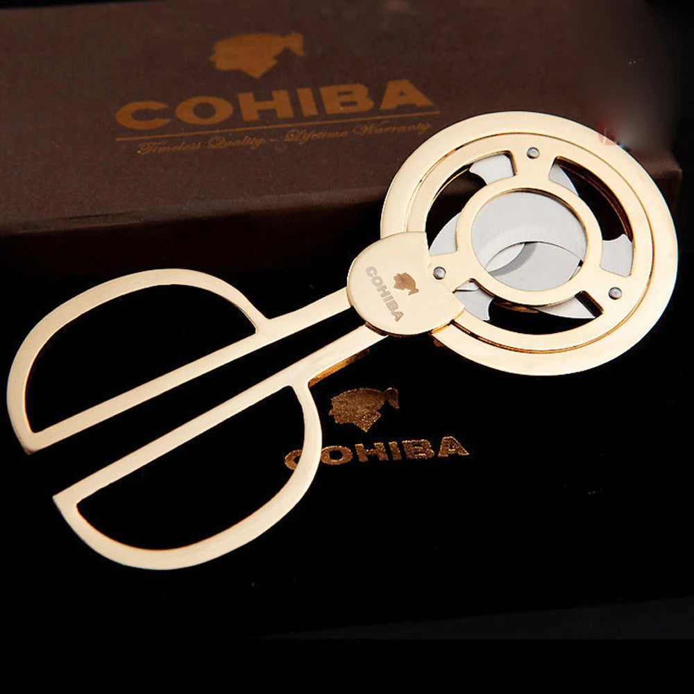 COHIBA Triple 3 Blades Stainless Steel Gold Plated Cigar Cutter