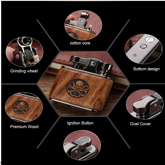 Vintage Solid Wood lighter & Mechanical Lighter